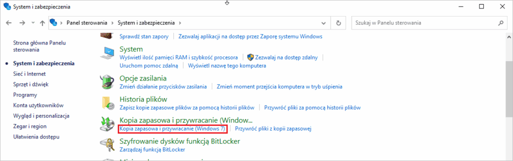 Kopia zapasowa i przywracanie (Windows 7)