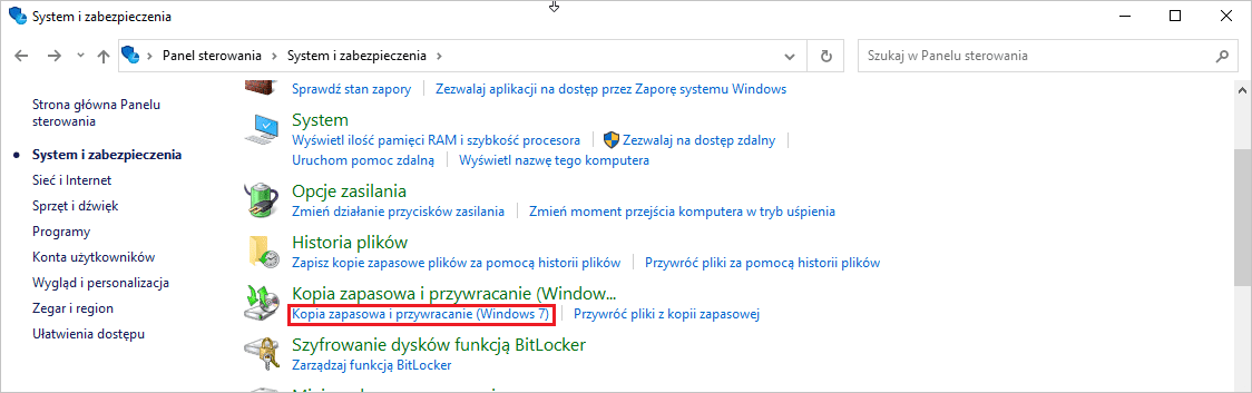 Kopia zapasowa i przywracanie (Windows 7)