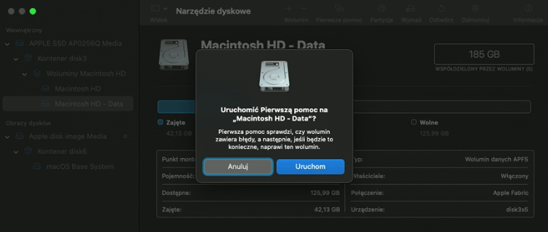 Mac Pierwsza Pomoc Uruchom