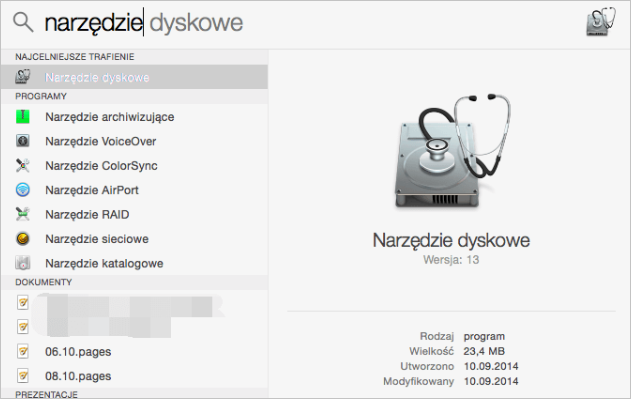 Spotlight Narzędzie Dyskowe