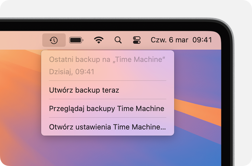 Time Machine-Przeglądaj backupy Time Machine