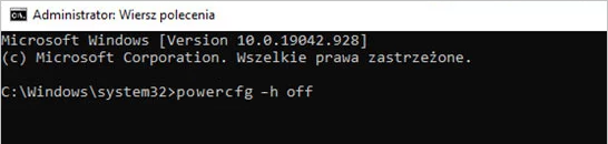 Wiersz polecenia-powercfg-h off