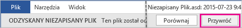 excel - Odzyskaj niezapisane dokumenty - Przywróć