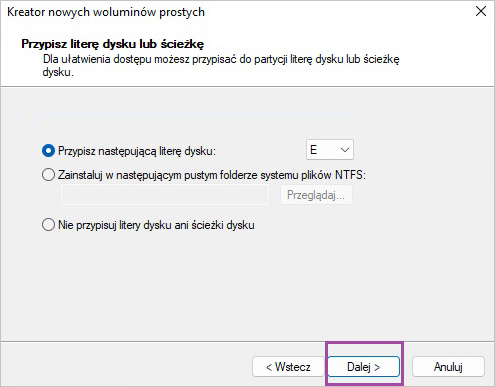 Kreator nowych woluminów prostych