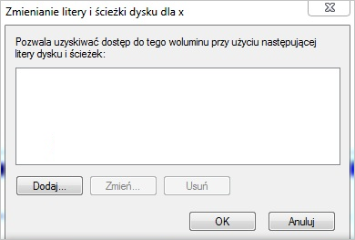 Zmień literę dysku i ścieżki Dodaj 