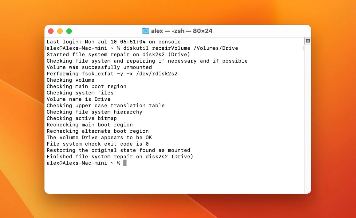 diskutil repairVolume