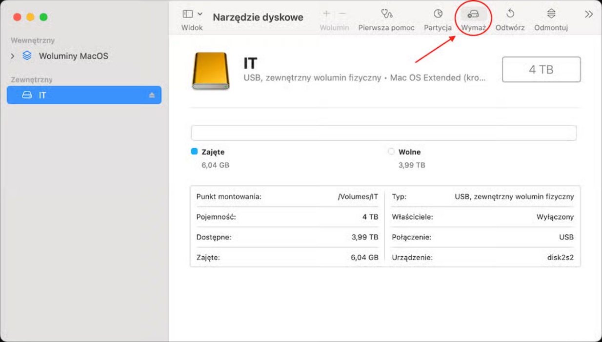 Mac-Narzędzia dyskowe-Wymaż