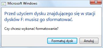 Pendrive wymaga sformatowania