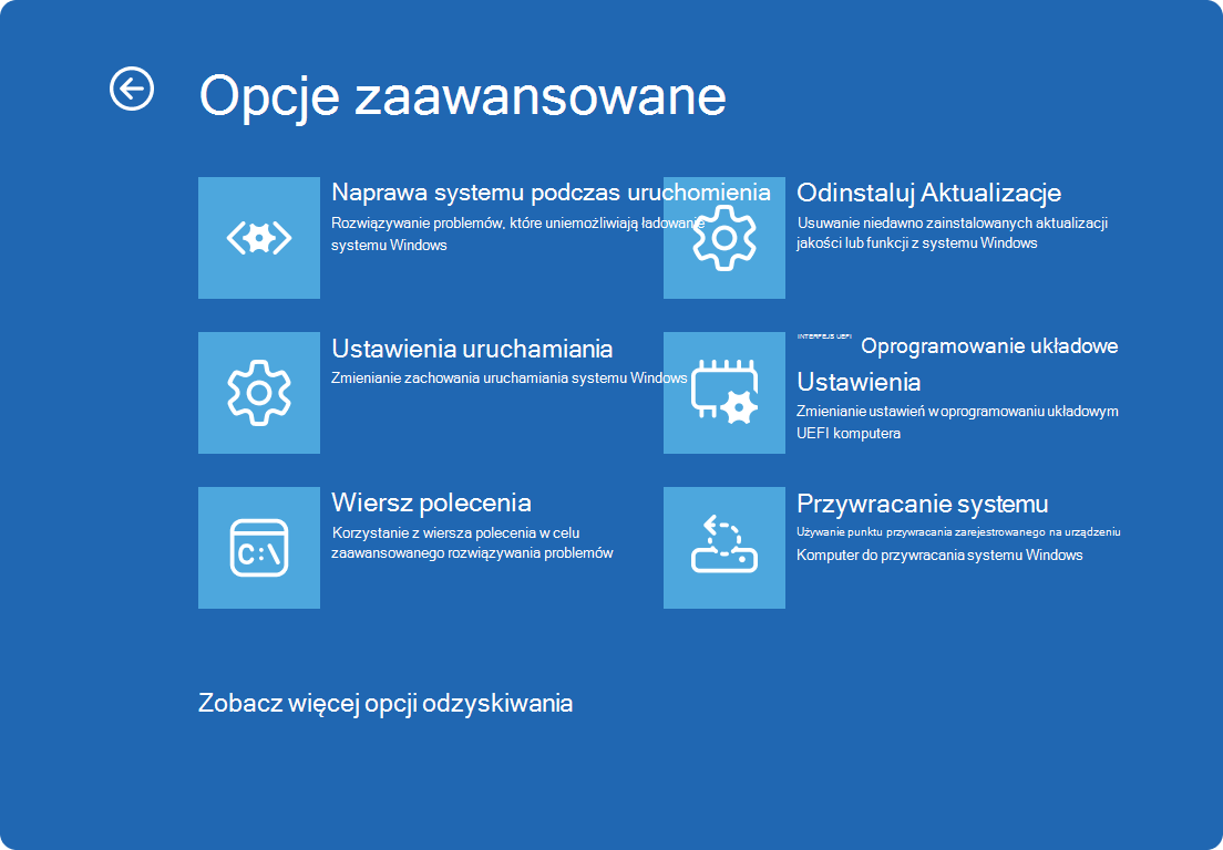 Naprawa systemu podczas uruchomienia